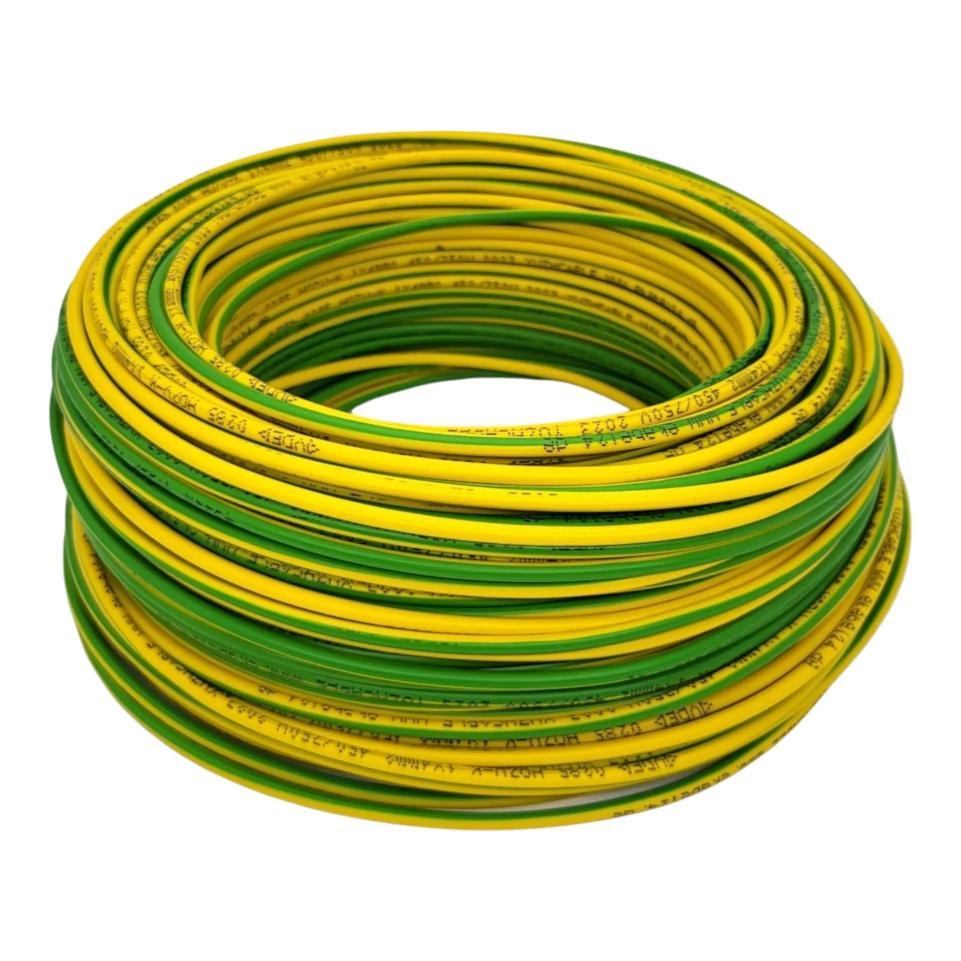 Rigid wire cable H07V-U 1.5 mm² green yellow 100 metres
