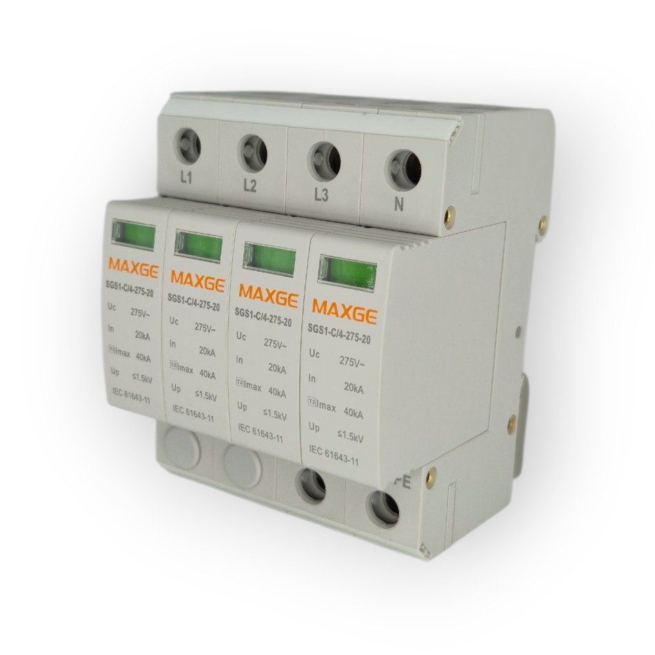 Überspannungsableiter Blitzschutz Typ II, 275 V AC, 20 kA, 4-polig