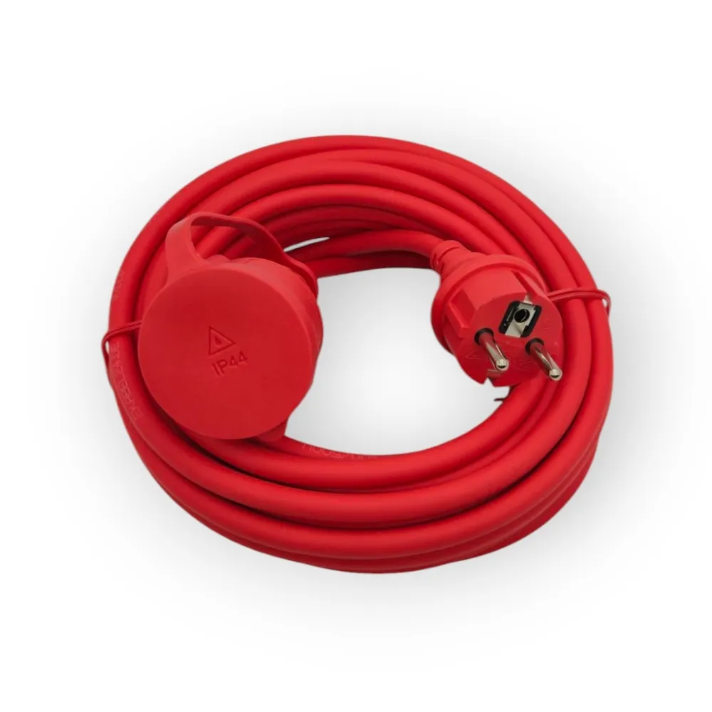 Verlängerungskabel Außen Gummikabel Schuko 230V 5m 3x1,5mm rot