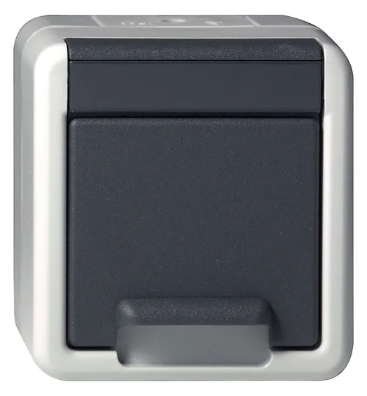 GIRA 444030 – SCHUKO-Steckdose Aufputz, mit Klappdeckel (Grau, IP44)